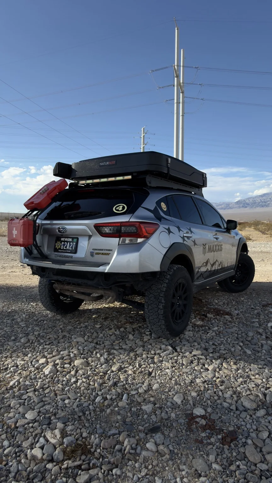 Rear three-quarter view of Astro in the desert