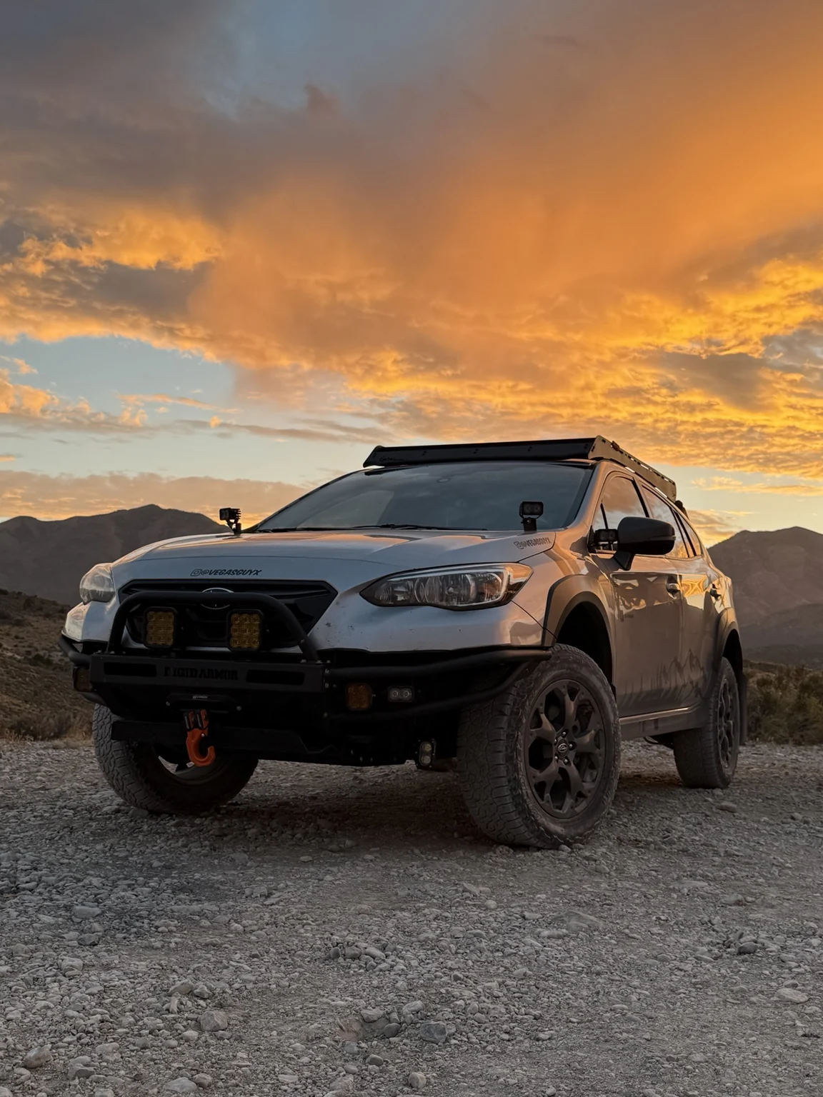 Astro photographed at sunset in the mountains